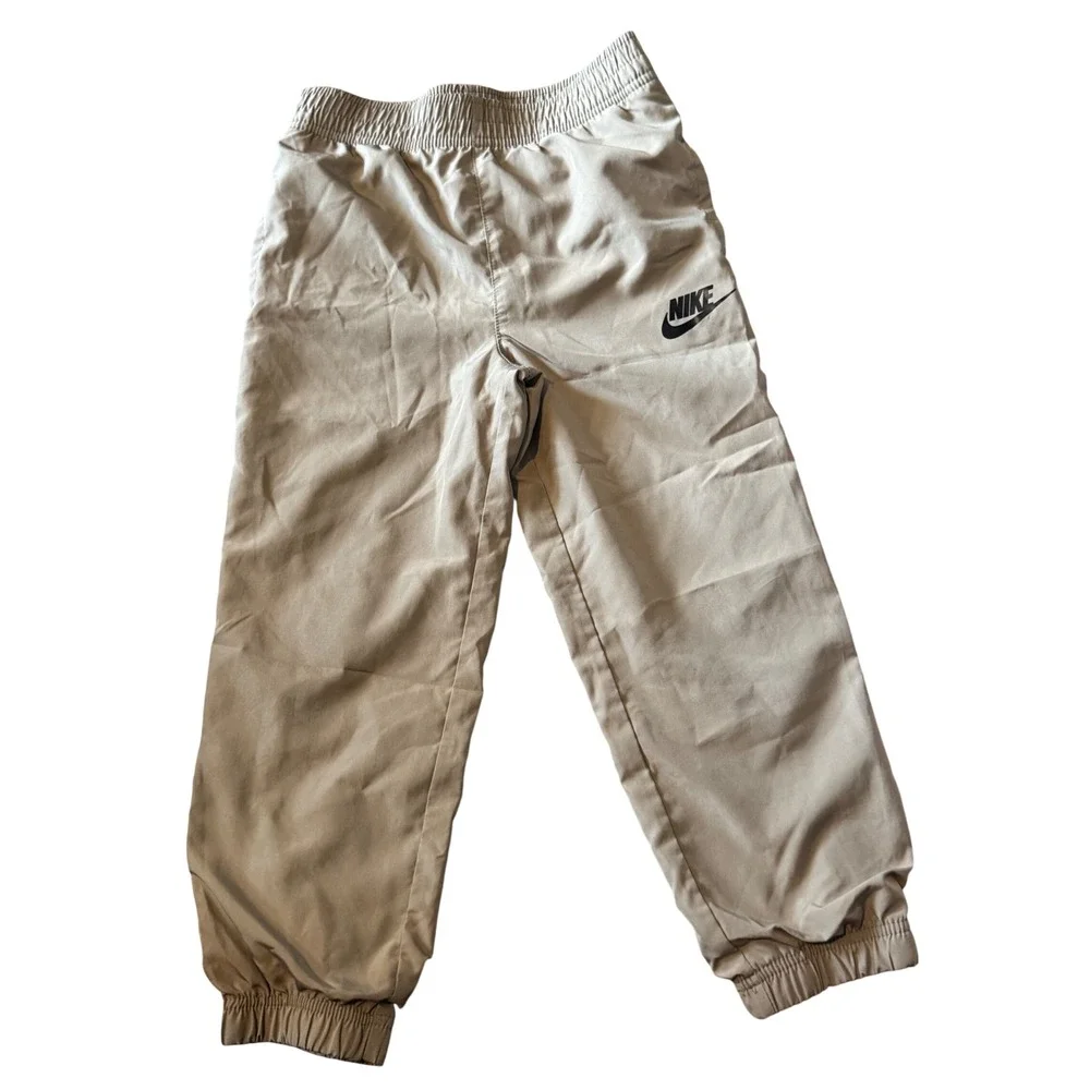 Nike Boys Khaki Tan Windbreaker Track Pants Joggers Mesh Lined Size 5 4-5Y